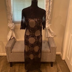 New Alexia Admor Black Dress with Nude Slip, XL